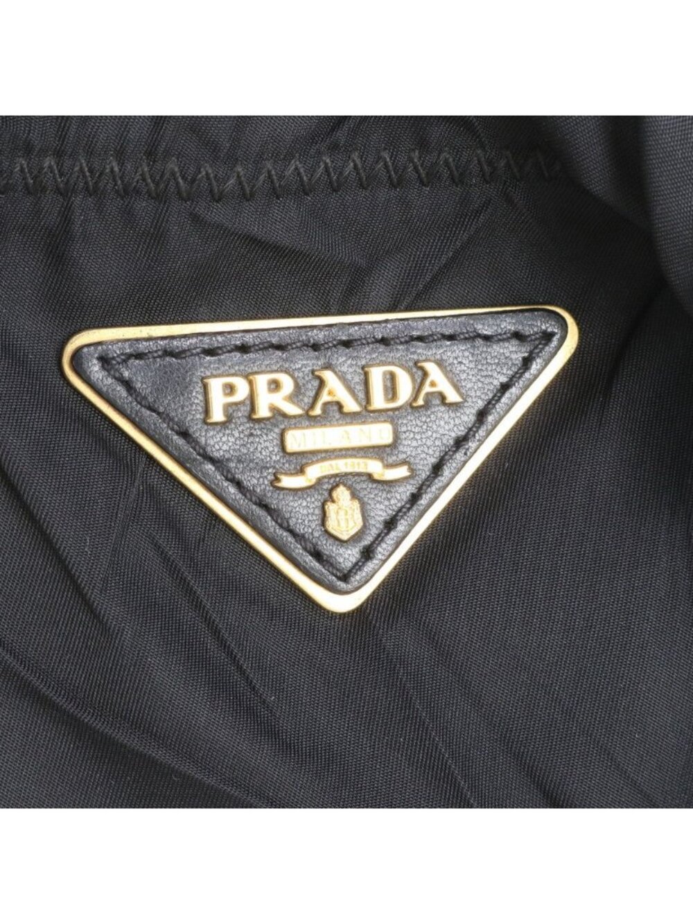 Prada Tessuto Nylon Triangle Logo Leather Tote Shoulder Black - Picture 10 of 10